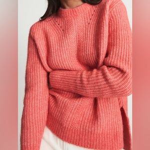 EUC Reiss Emma Waffle Knit Jumper Sweater in Coral, size L